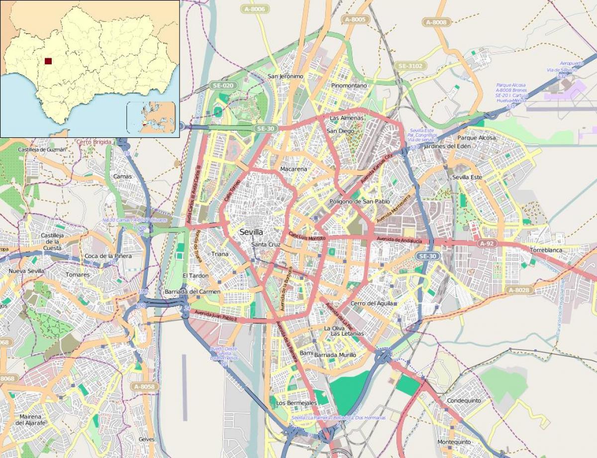 map of Seville spain neighborhoods