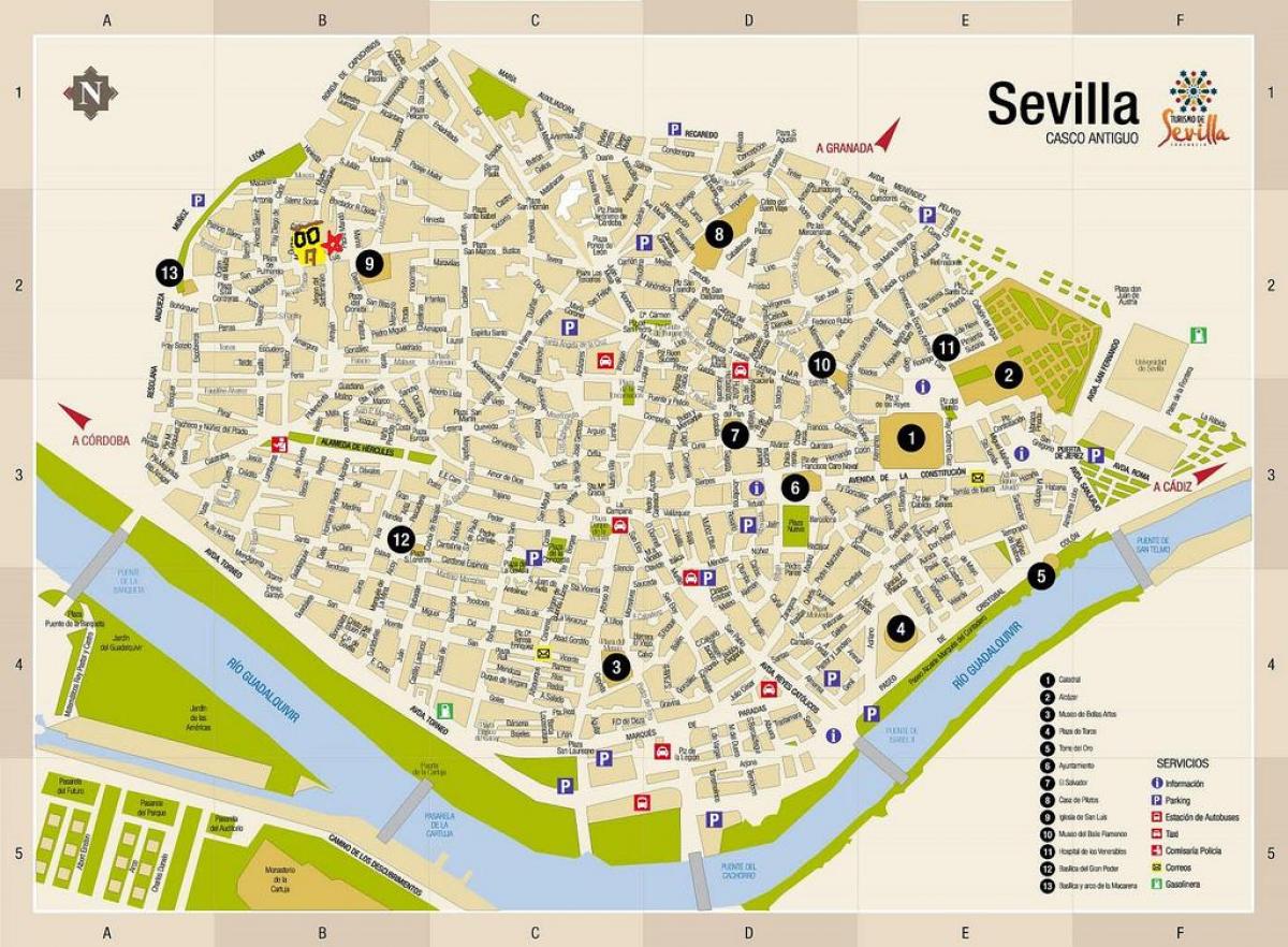 Sevilla on map