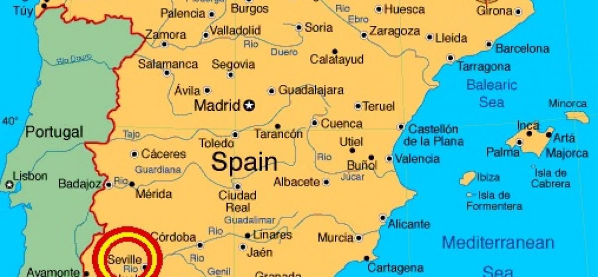 map of spain showing Seville