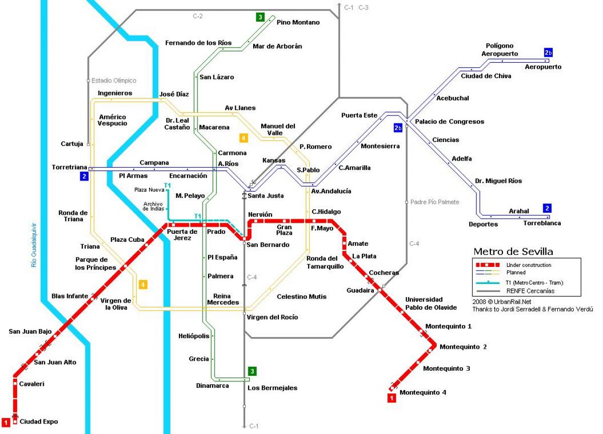 Metro Sevilla map - Map of Seville metro (Andalusia - Spain)