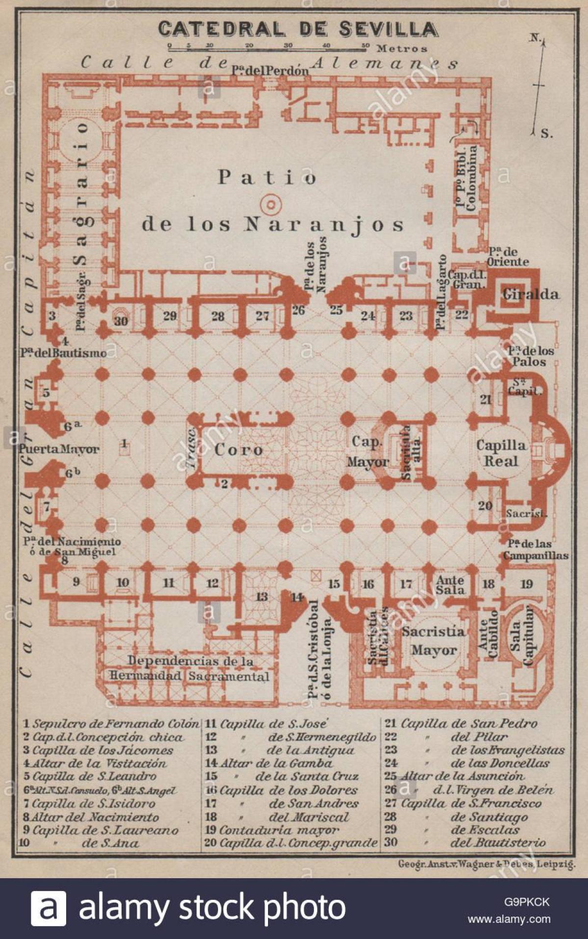 map of Seville cathedral