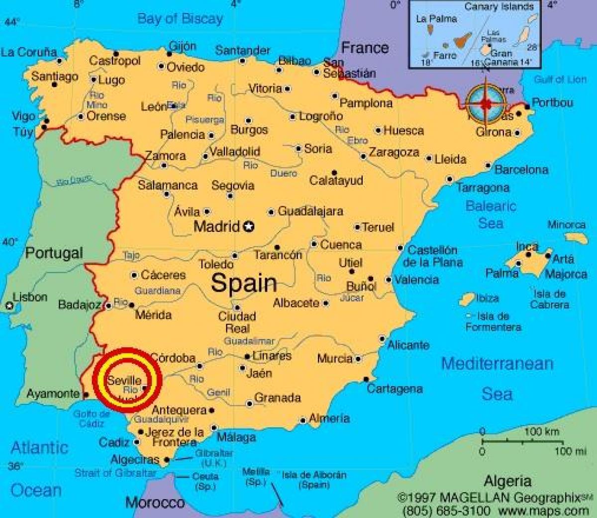 Sevilla espana map