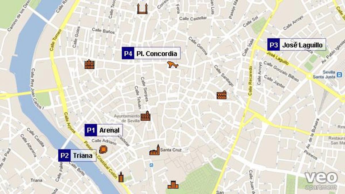 map of Seville parking