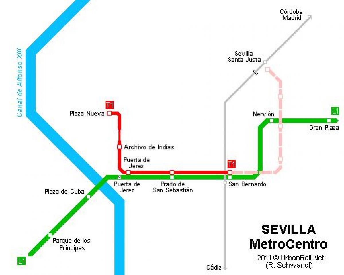 map of Seville tram